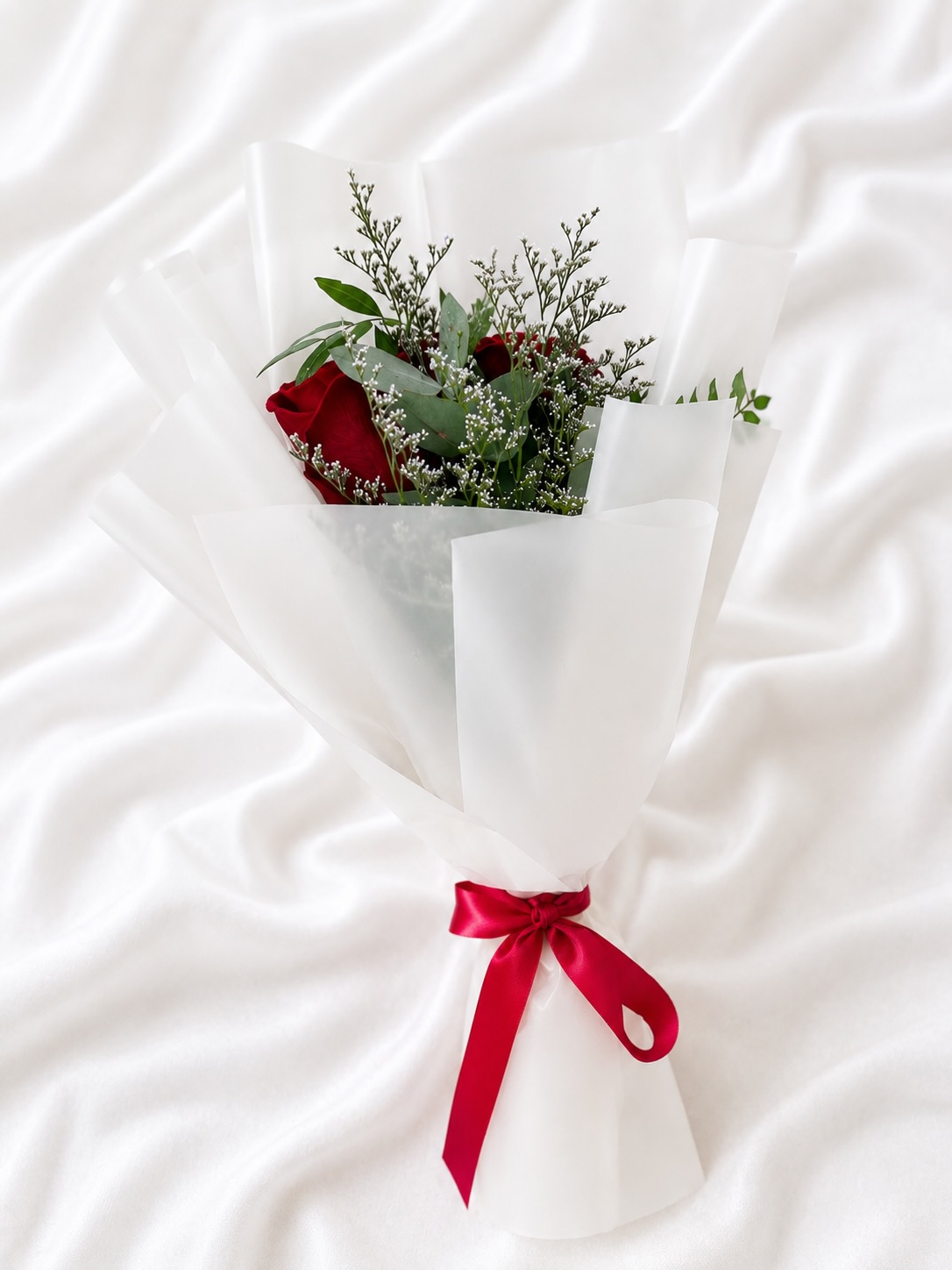 Classic Red Rose & Baby's Breath Bouquet