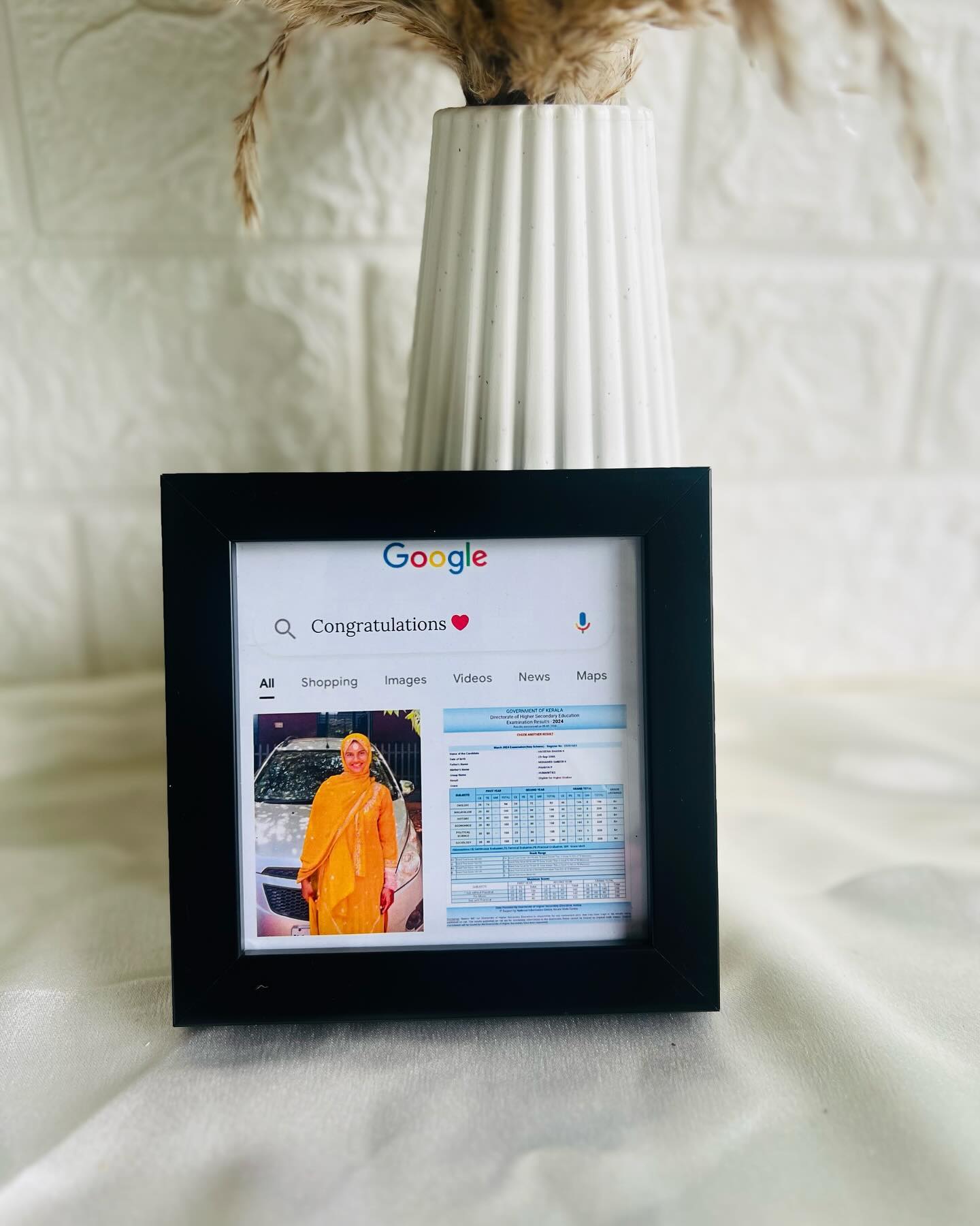A fun personalized 'Google search results' frame celebrating a graduate's big achievement.