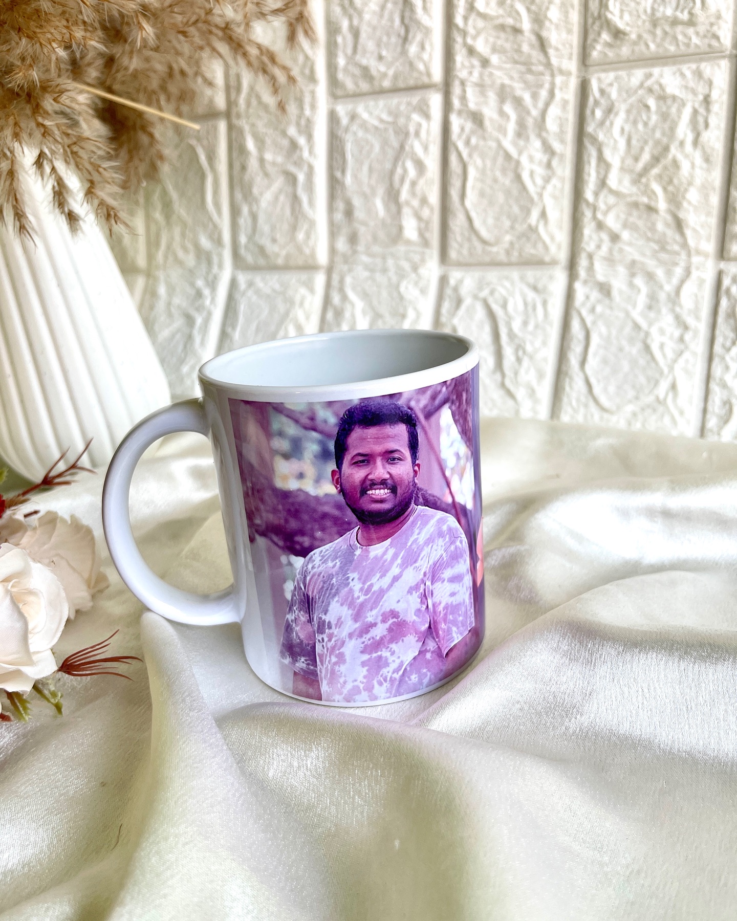 A ceramic mug printed with your favorite couple photo, a sweet everyday reminder of your bond.