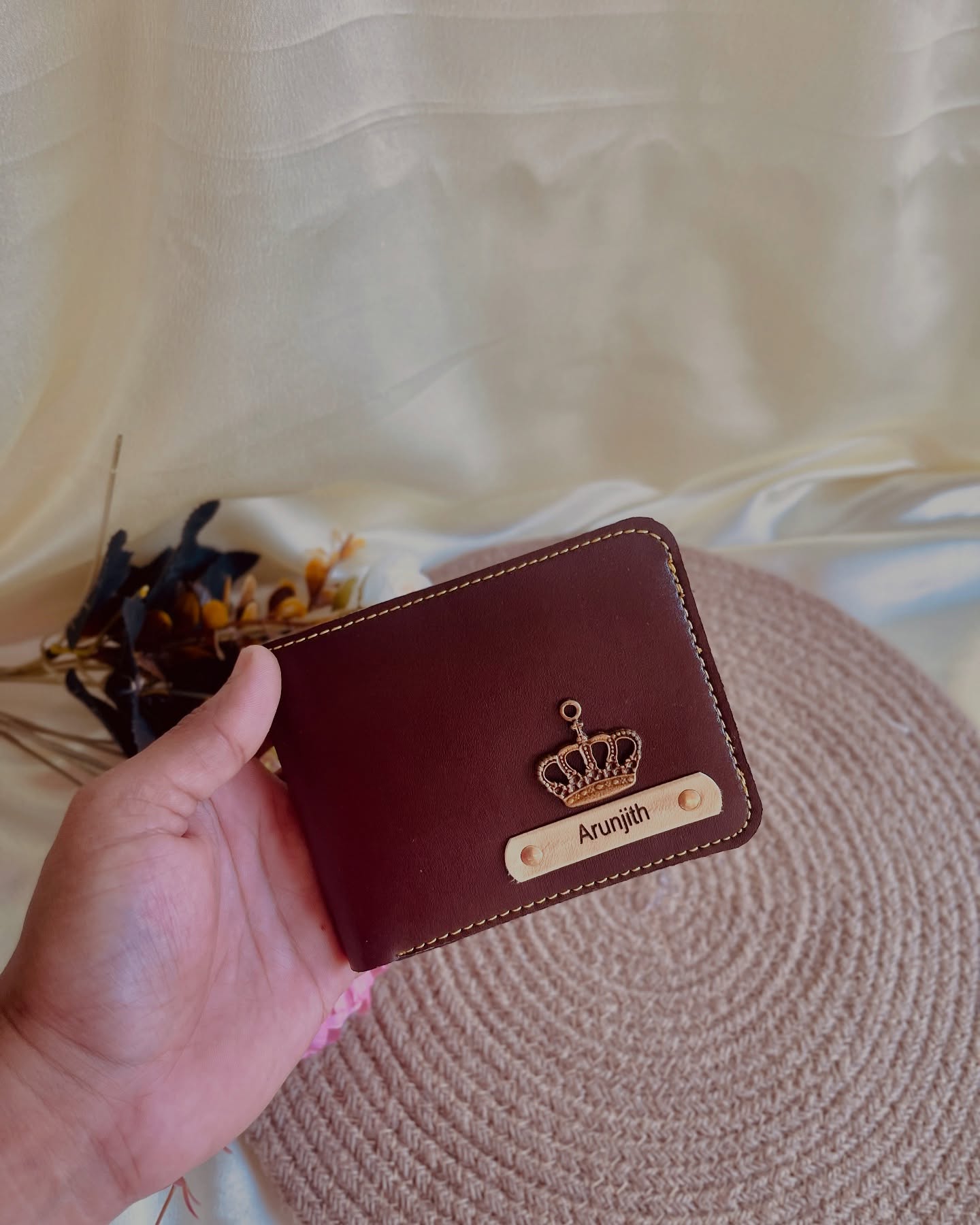 Crown Monogram Leather Wallet