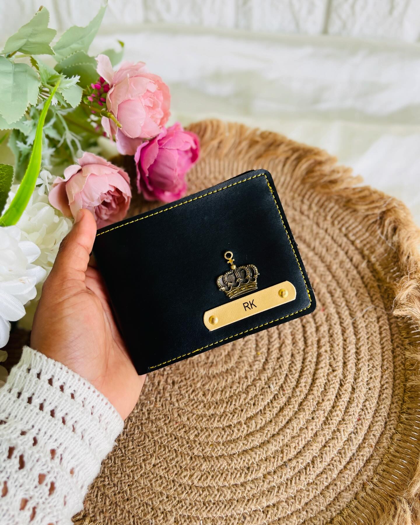 Crown Monogram Leather Wallet