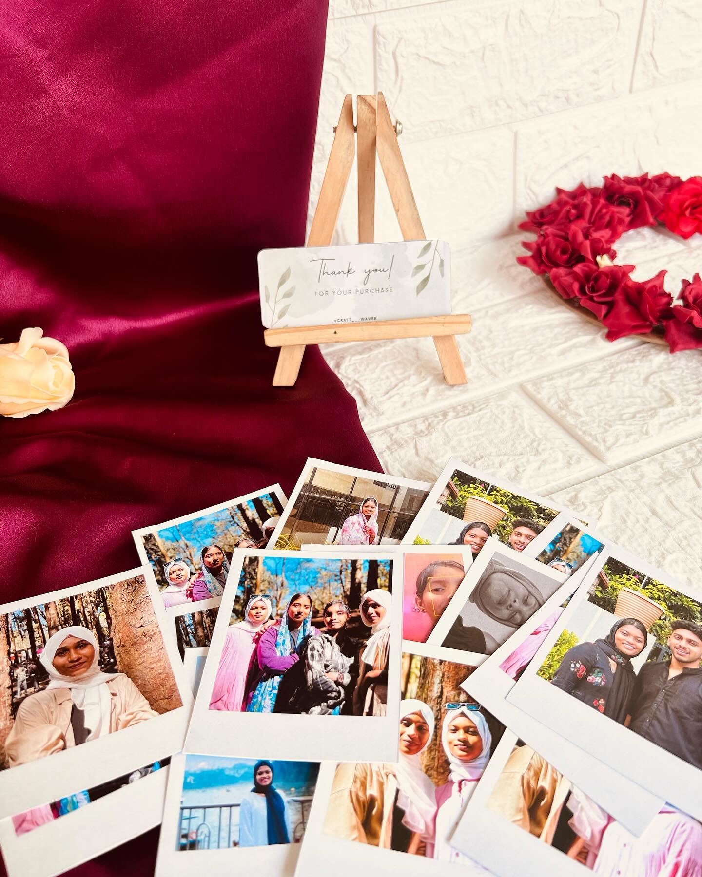 A curated set of personalized polaroid-style photo prints from your own gallery, perfect for reliving favourite memories.