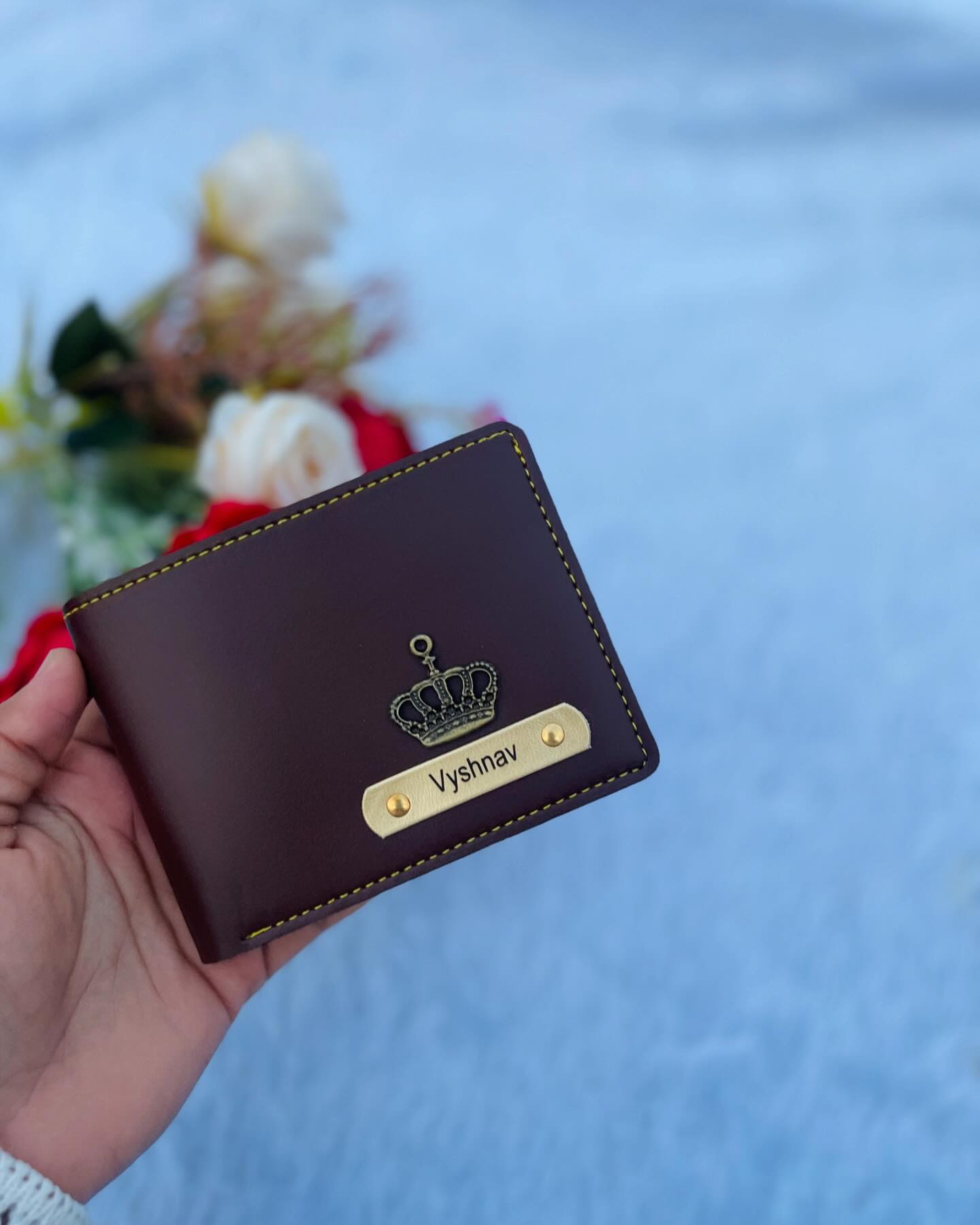 Engraved Crown Leather Wallet