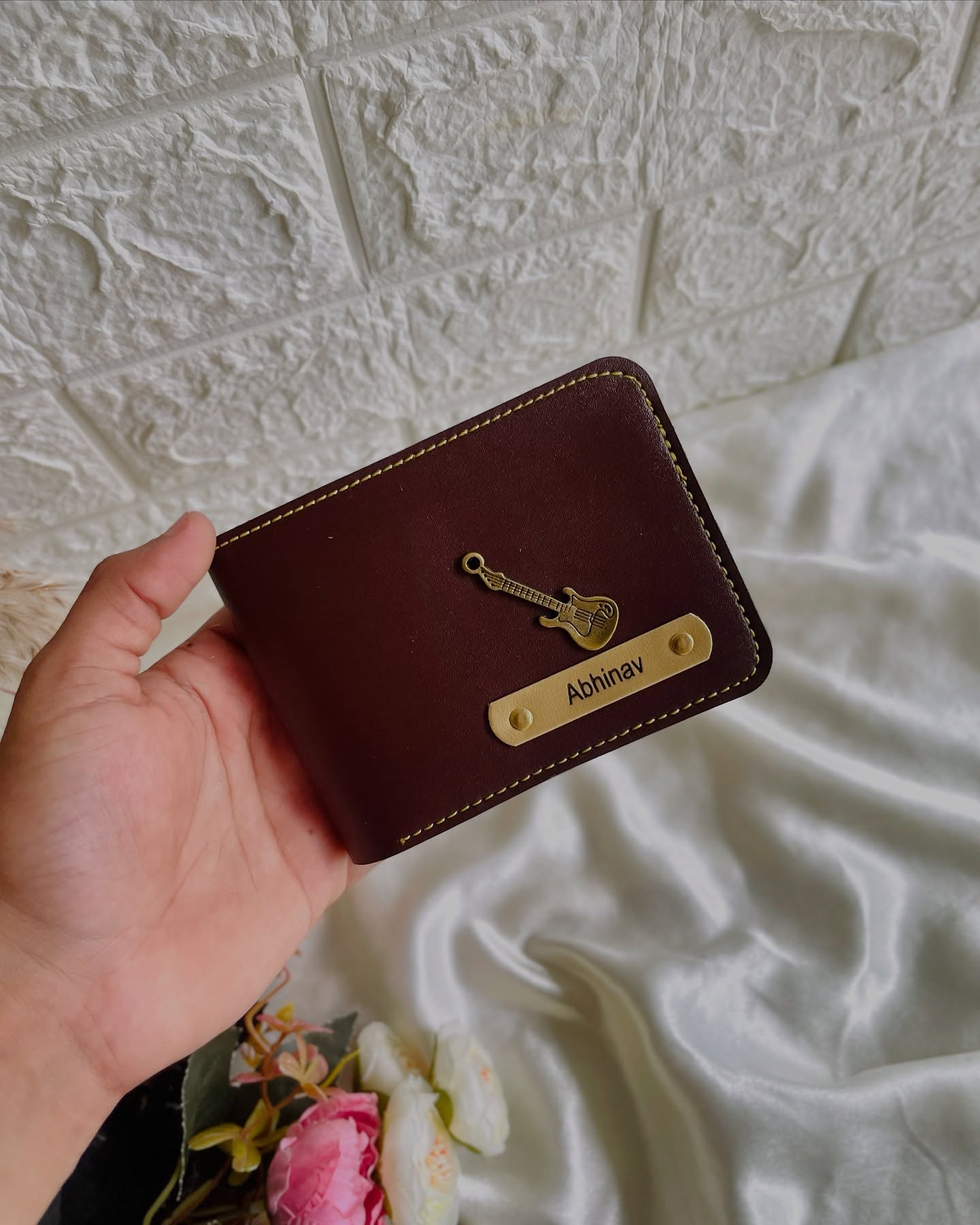 Engraved Guitar Charm Wallet