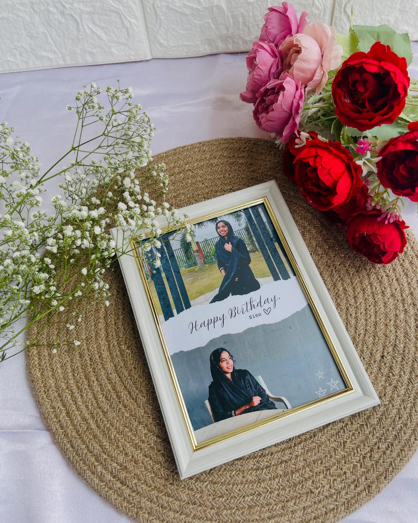Gold-Trim Double Portrait Birthday Frame