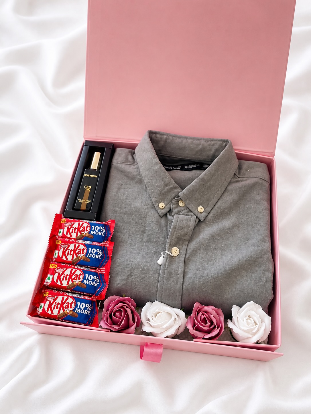 Grey Shirt & Perfume Gift Box