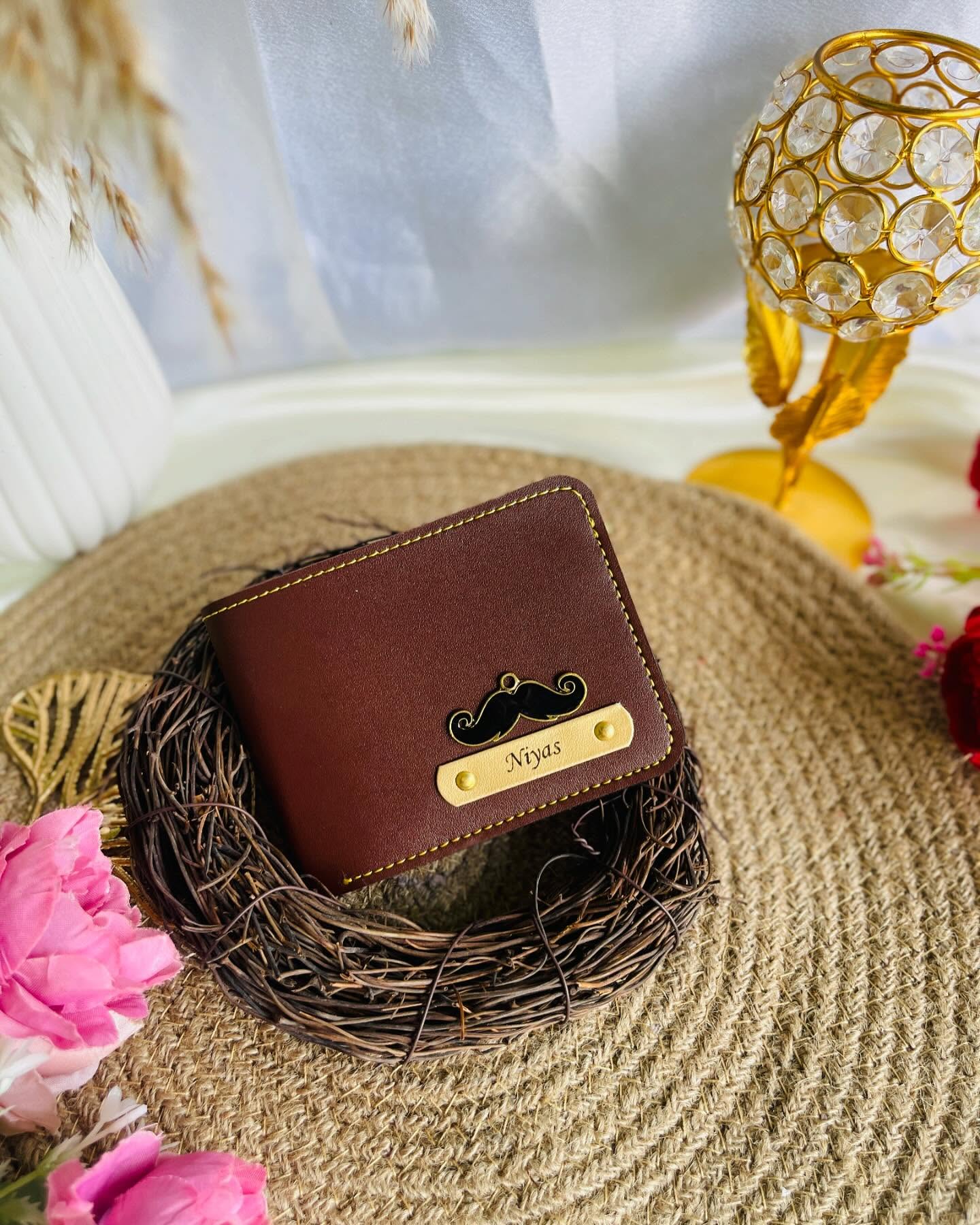 Mustache Charm Personalized Wallet