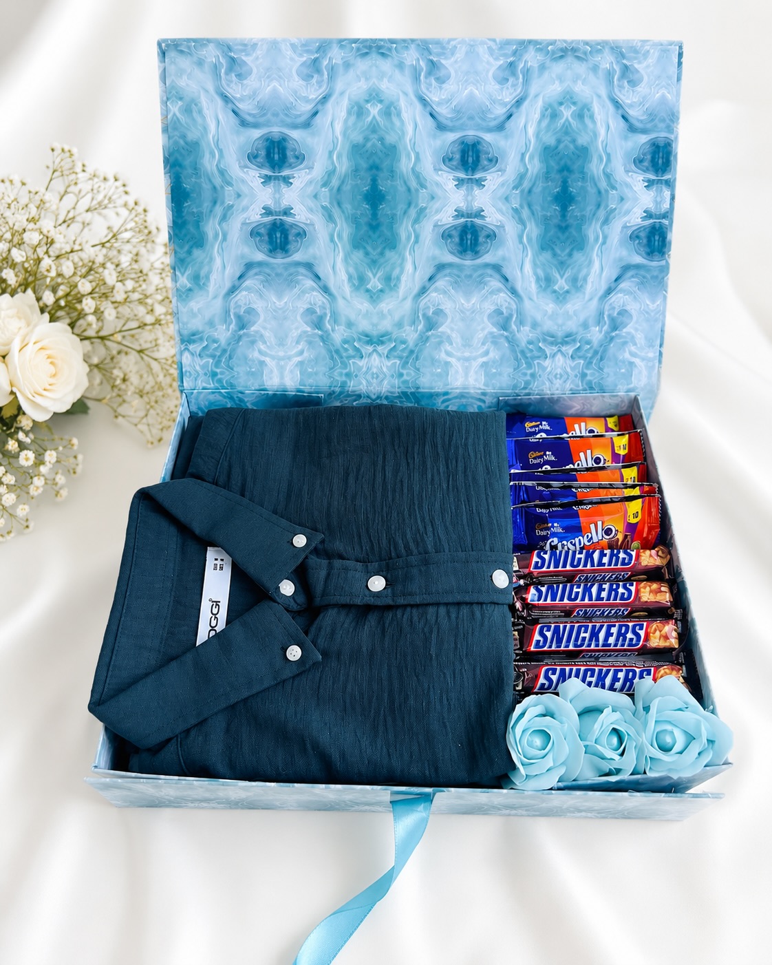 Navy Shirt & Chocolate Hamper for Him