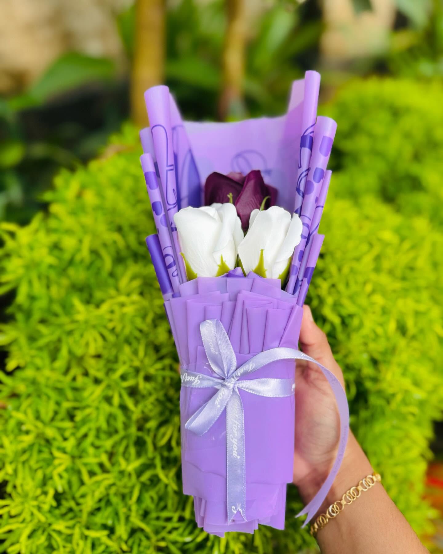 White & Purple Rose Bouquet